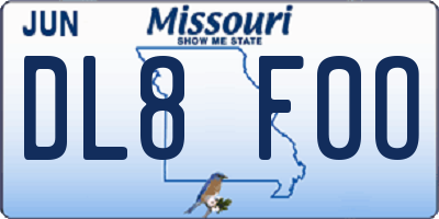 MO license plate DL8F0O