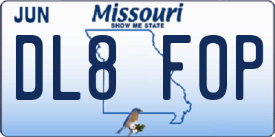MO license plate DL8F0P