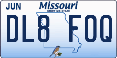 MO license plate DL8F0Q