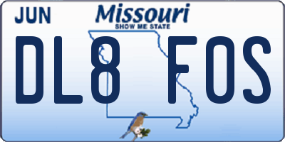 MO license plate DL8F0S