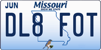 MO license plate DL8F0T