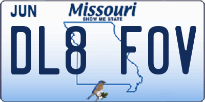 MO license plate DL8F0V