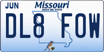 MO license plate DL8F0W