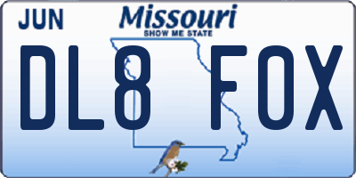 MO license plate DL8F0X