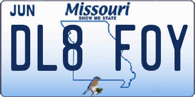 MO license plate DL8F0Y