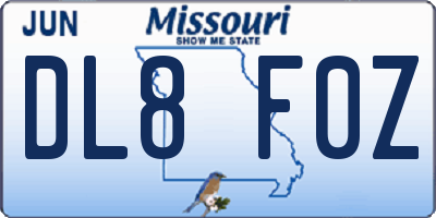 MO license plate DL8F0Z