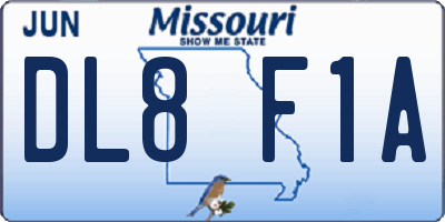 MO license plate DL8F1A