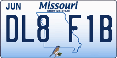 MO license plate DL8F1B