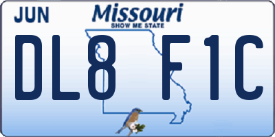 MO license plate DL8F1C