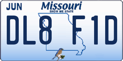 MO license plate DL8F1D