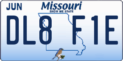 MO license plate DL8F1E