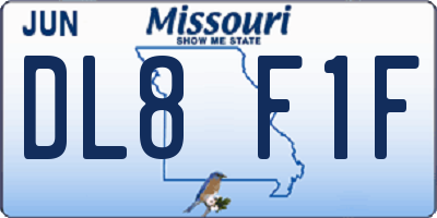 MO license plate DL8F1F