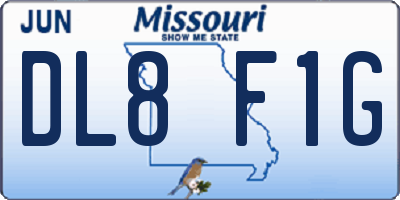 MO license plate DL8F1G