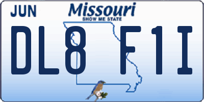 MO license plate DL8F1I