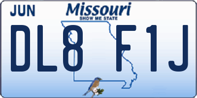 MO license plate DL8F1J