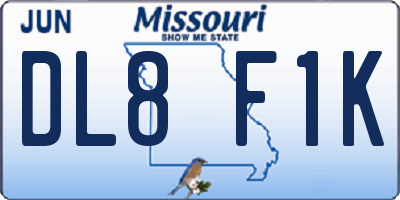 MO license plate DL8F1K