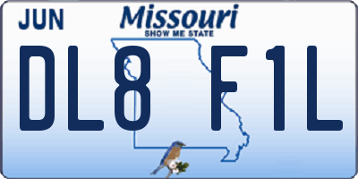 MO license plate DL8F1L