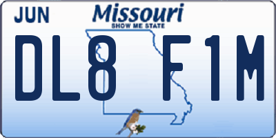 MO license plate DL8F1M