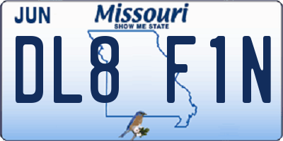 MO license plate DL8F1N