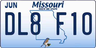 MO license plate DL8F1O
