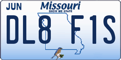 MO license plate DL8F1S