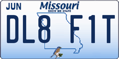 MO license plate DL8F1T