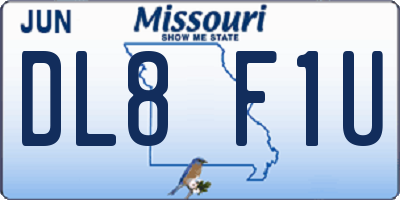 MO license plate DL8F1U