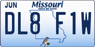 MO license plate DL8F1W