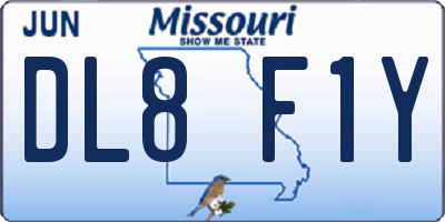 MO license plate DL8F1Y
