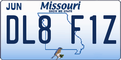 MO license plate DL8F1Z