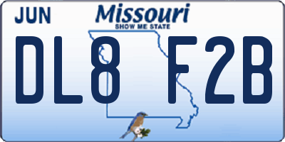 MO license plate DL8F2B