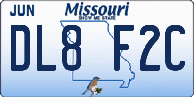MO license plate DL8F2C