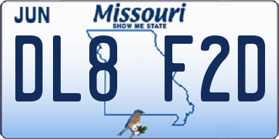 MO license plate DL8F2D