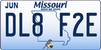 MO license plate DL8F2E