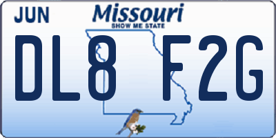 MO license plate DL8F2G