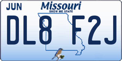 MO license plate DL8F2J