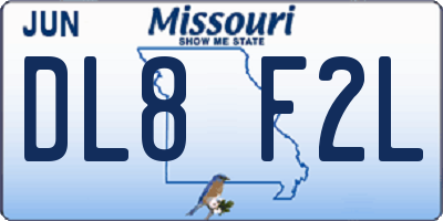 MO license plate DL8F2L