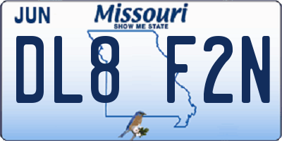 MO license plate DL8F2N