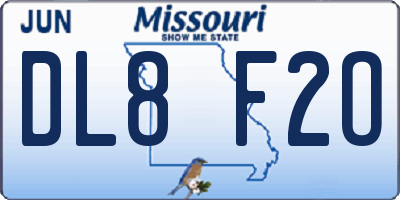 MO license plate DL8F2O