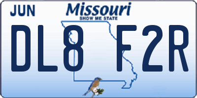 MO license plate DL8F2R