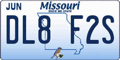 MO license plate DL8F2S