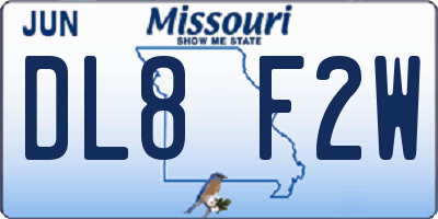 MO license plate DL8F2W