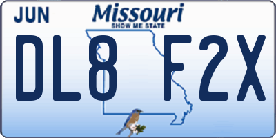 MO license plate DL8F2X