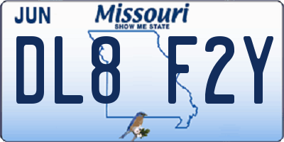 MO license plate DL8F2Y