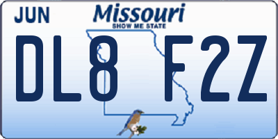 MO license plate DL8F2Z