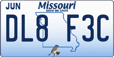 MO license plate DL8F3C