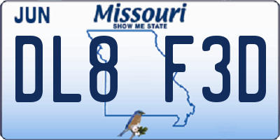 MO license plate DL8F3D