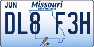 MO license plate DL8F3H