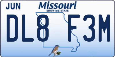 MO license plate DL8F3M