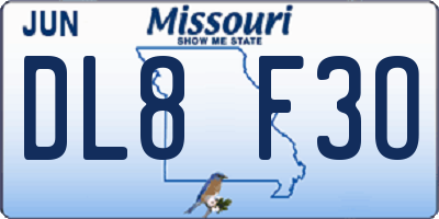 MO license plate DL8F3O